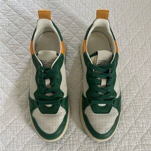 Steve Madden Green and White Sneakers with Yellow Highlights